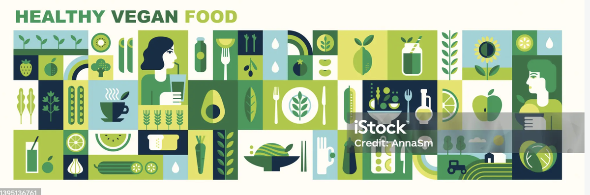 Healthy vegan food icons